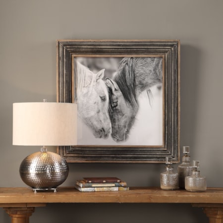 Custom Black And White Horses Print