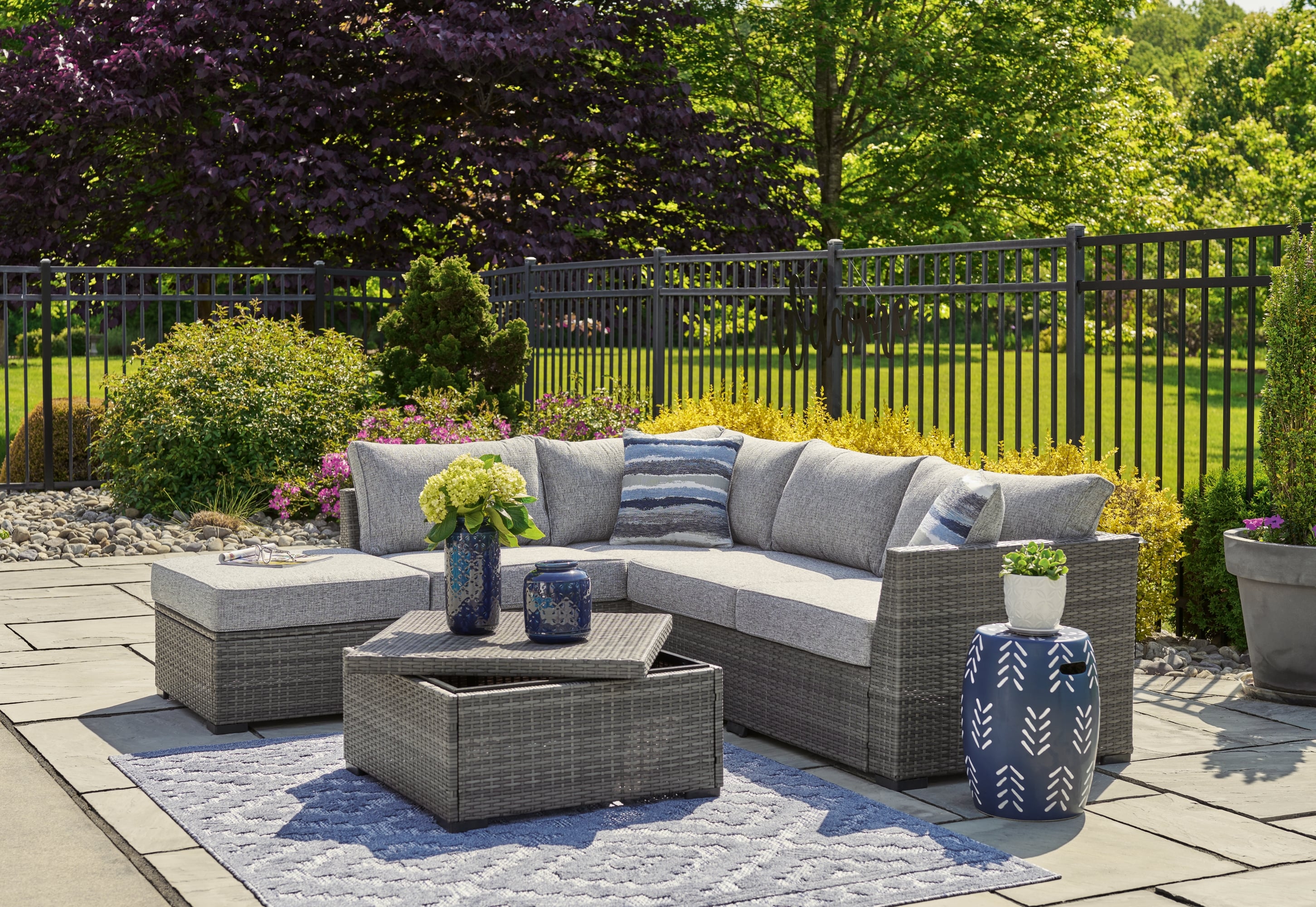 Ashley Signature Design Petal Road P297-070 Outdoor Loveseat Sectional ...