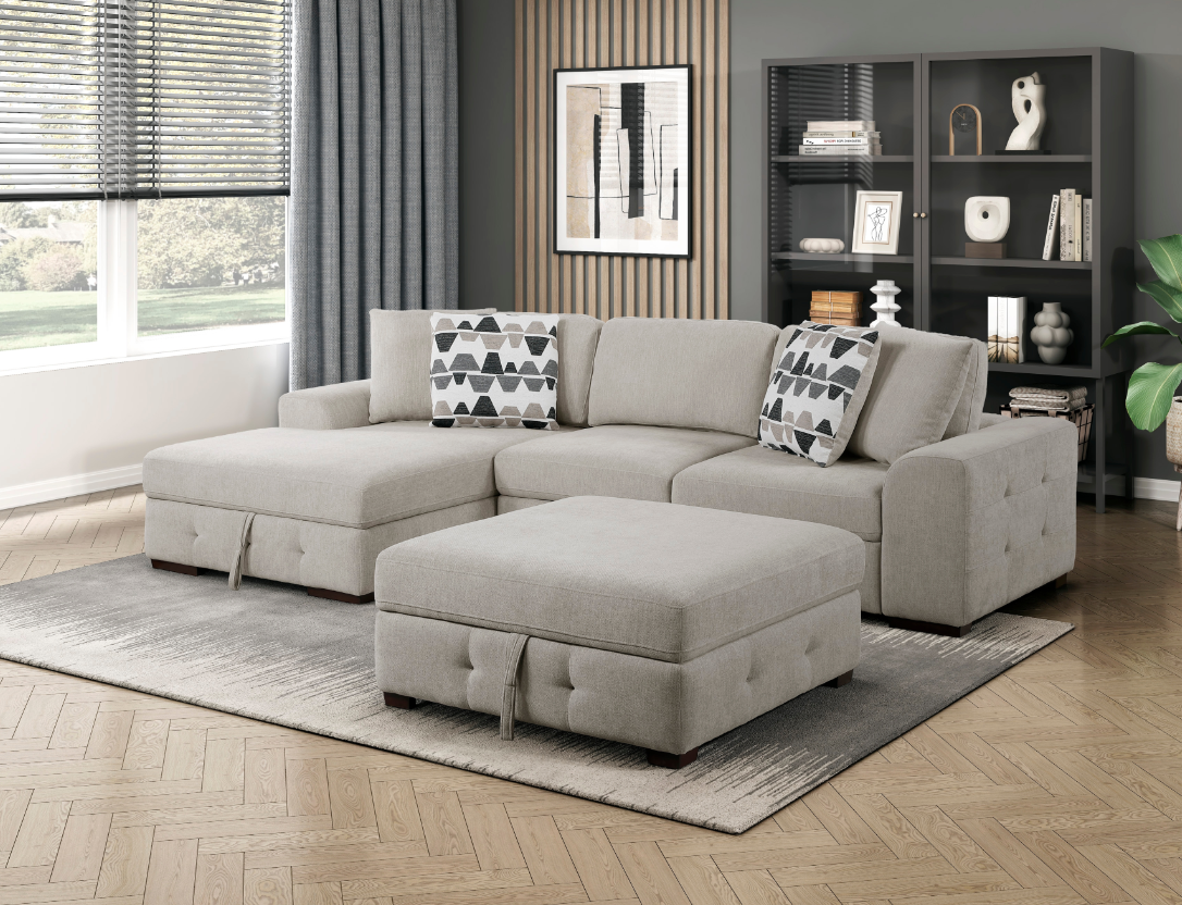 Homelegance Raife 2-Piece Sectional Sofa with Ottoman