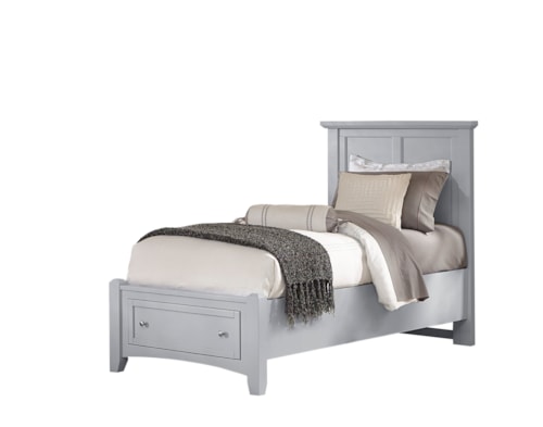 Transitional Twin Mansion Bed with Storage Footboard