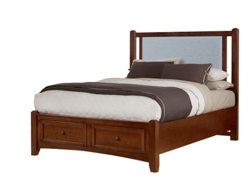 Transitional Upholstered King Bed with Footboard Storage
