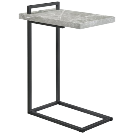 C-shaped Side Table USB Charging Faux Marble