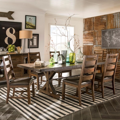 Rustic 7-Piece Dining Set with Self-Storing Leaf