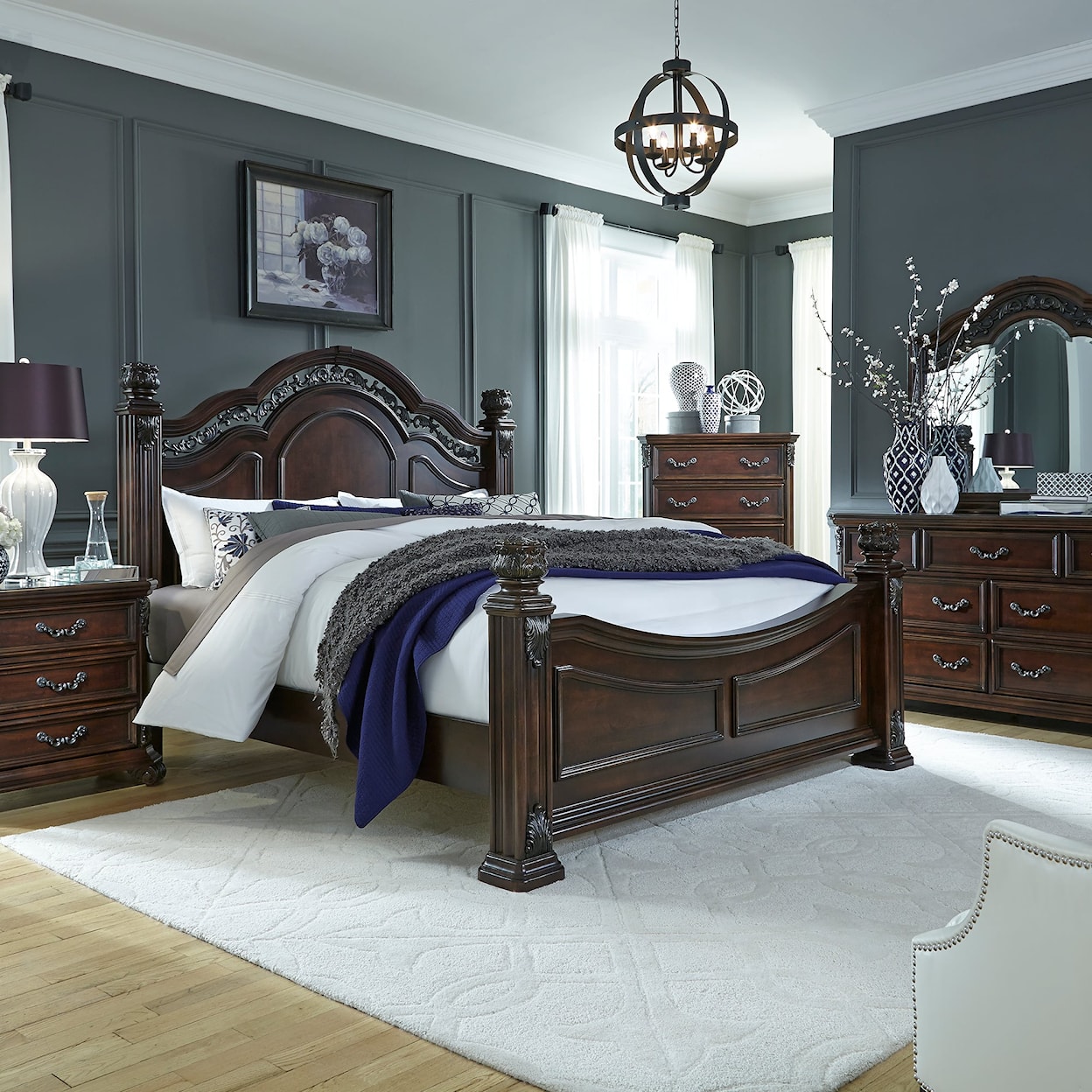 Liberty Furniture Messina Estates Bedroom 4-Piece Queen Poster Bedroom Set