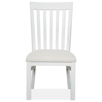 Farmhouse Slat Back Dining Side Chair with Upholstered Seat