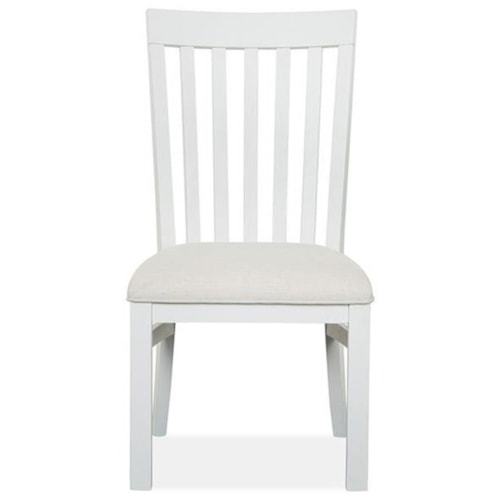Farmhouse Slat Back Dining Side Chair with Upholstered Seat