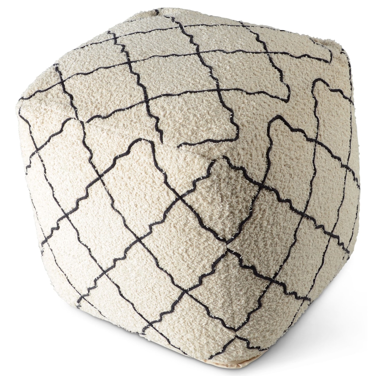 Prime Lattice Handwoven Square Pouf