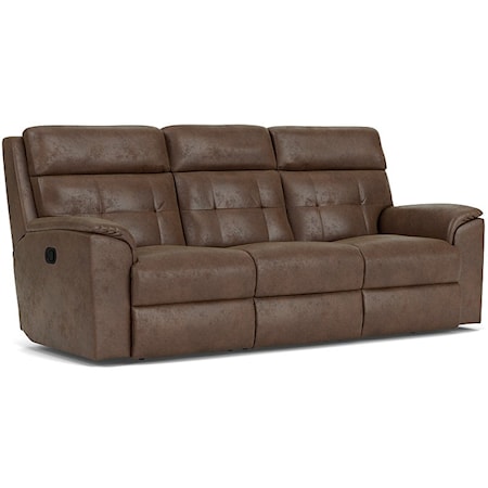 Casual Manual Reclining Sofa with Tufted Back