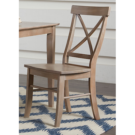 Contemporary X-Back Dining Chair in Taupe Gray