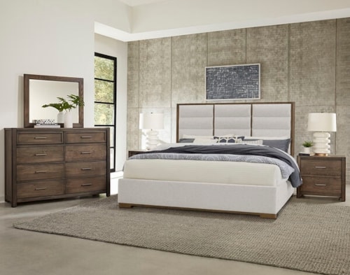 Transitional 4-Piece King Upholstered Bedroom Set