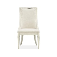 Transitional Farmhouse Upholstered Arm Chair with Nailhead Trim