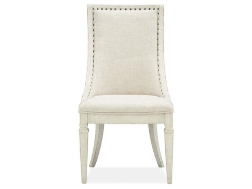 Transitional Farmhouse Upholstered Arm Chair with Nailhead Trim