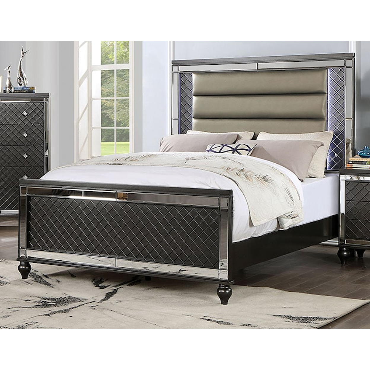 Furniture of America - FOA CALANDRIA Queen Bed with Built-In Lighting