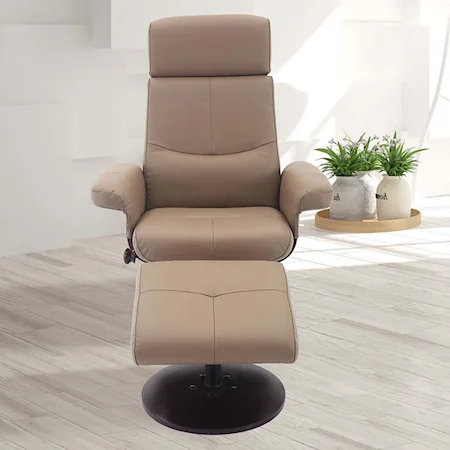 Casual Swivel Recliner with Ottoman