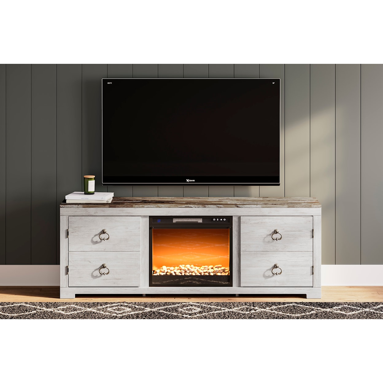 Signature Design by Ashley Willowton TV Stand with Fireplace