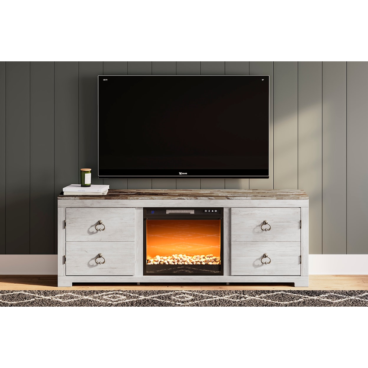 Michael Alan Select Willowton TV Stand with Fireplace