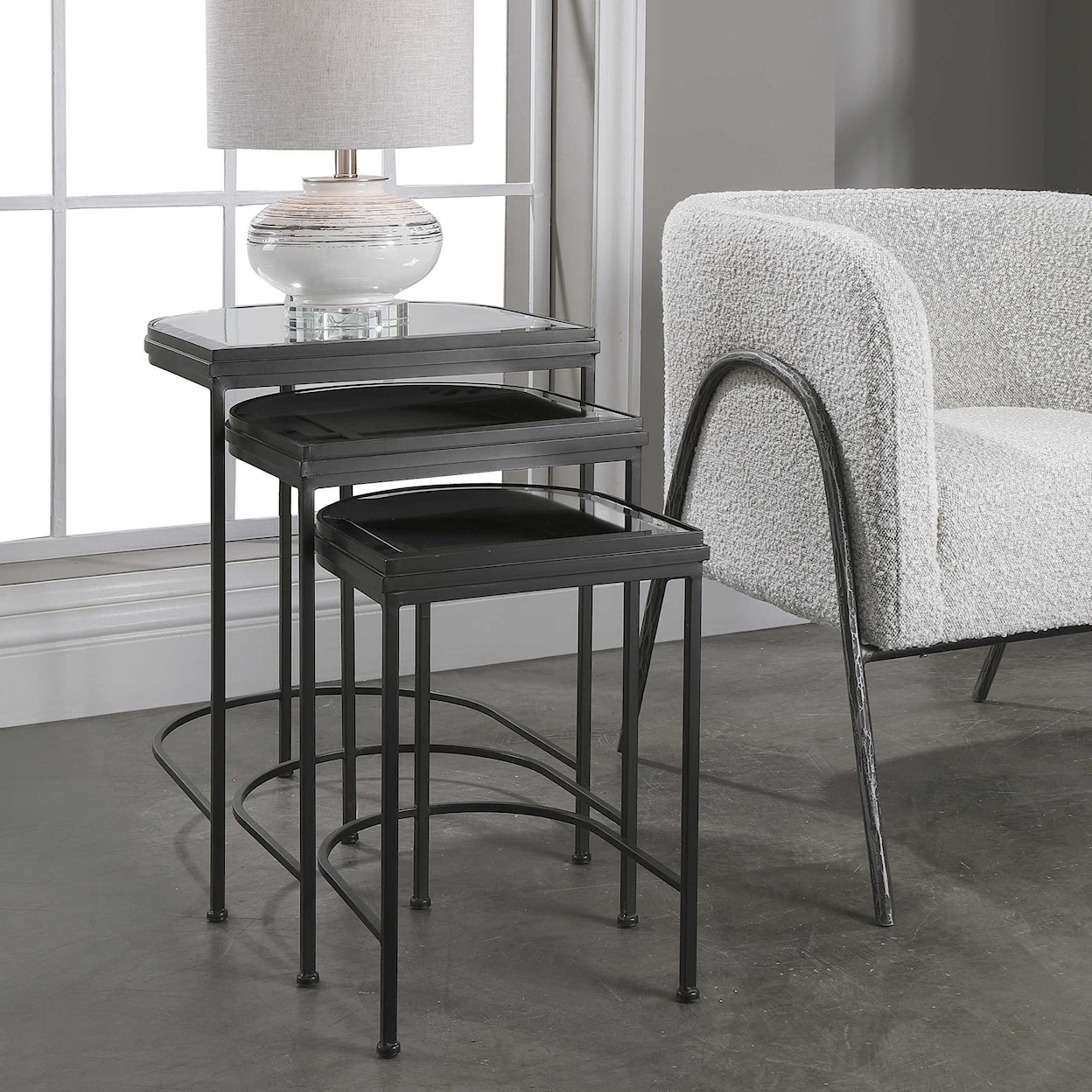 Uttermost Accent Furniture - Occasional Tables Black Nesting Tables, S/3