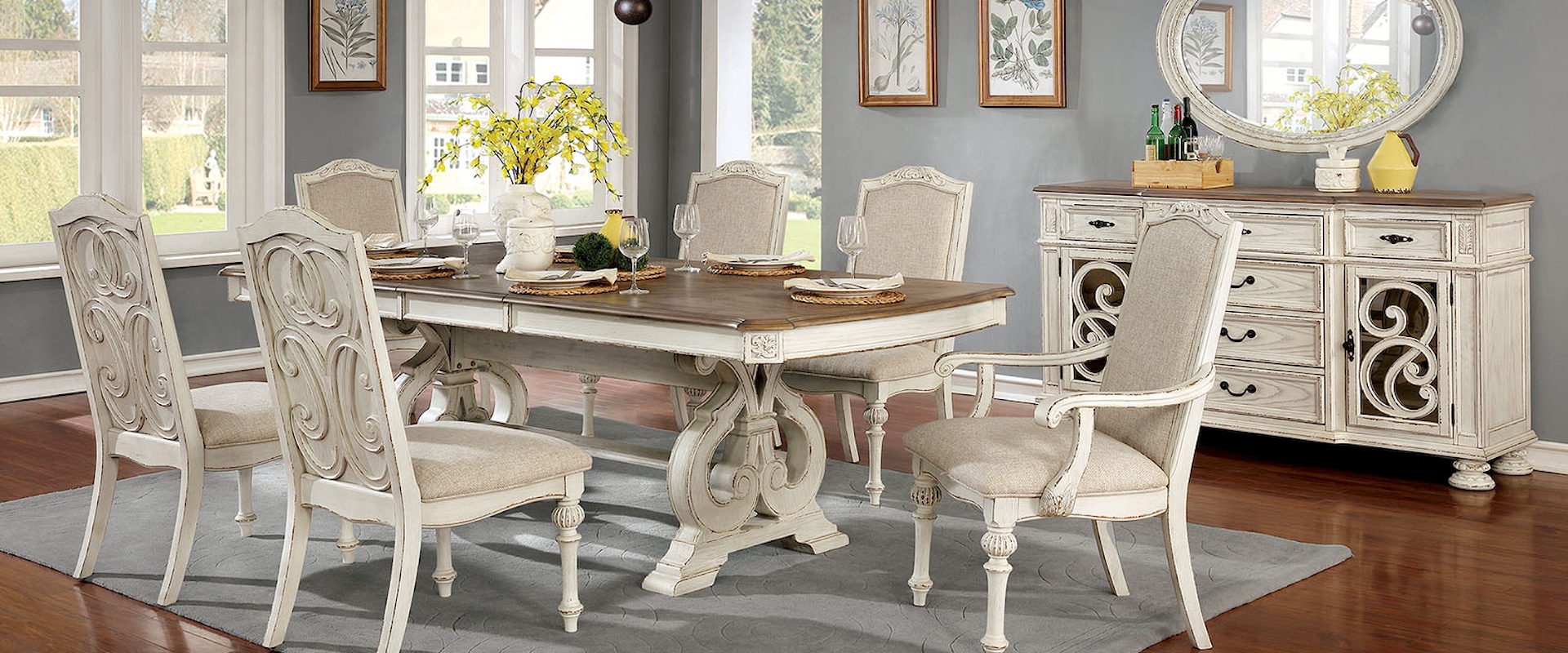 Rustic 7-Piece Dining Set with Expandable Leaf