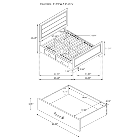 Wood Queen Storage Panel Bed