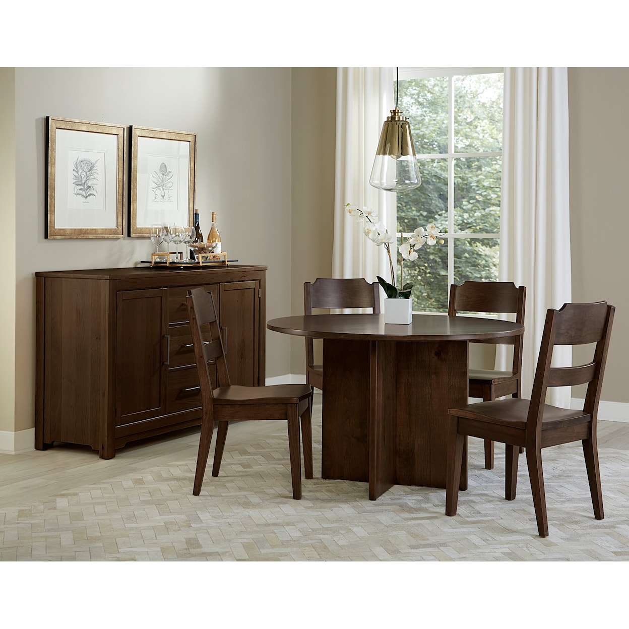 Virginia House Crafted Cherry - Dark Round Dining Table