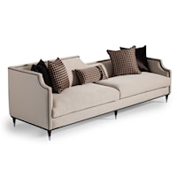 Transitional Upholstered Sofa with Five Throw Pillows