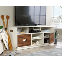 Contemporary Two-Drawer Credenza with Open Shelf Storage