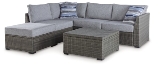Outdoor Loveseat Sectional/Ottoman/Table Set (Set Of 4)