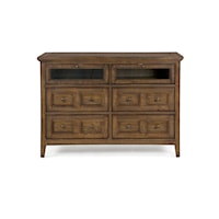 Traditional Media Chest with Two Glass Drop Down Drawers