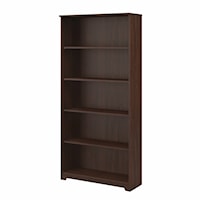 Cabot Tall 5 Shelf Bookcase in Modern Walnut