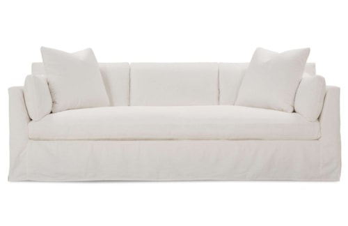 Contemporary 99" Bench Cushion with Slipcover and Loose Pillow Back