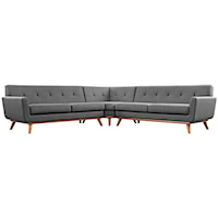 L-Shaped Upholstered Fabric Sectional Sofa