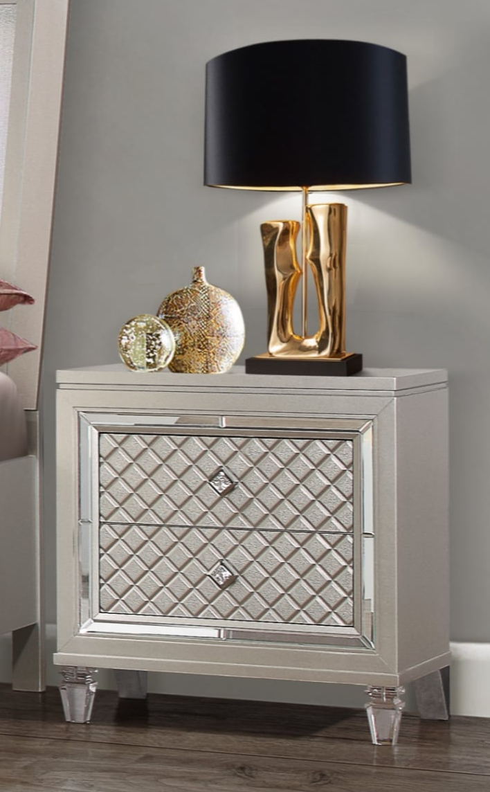 Global Furniture Paris PARISCHAMPAGNENS W AL Glam 2Drawer Nightstand