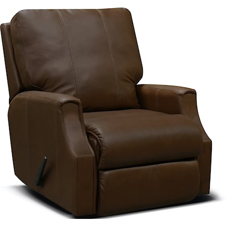 Casual Leather Swivel Gliding Recliner with Scoop Arms