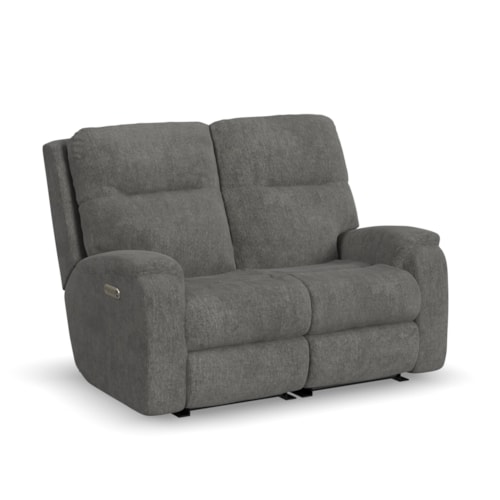 Transitional Power Reclining Loveseat with Power Headrests and Lumbar
