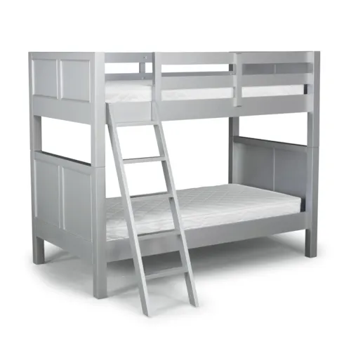 Transitional Twin Over Twin Bunk Bed with Angled Bunk Ladder