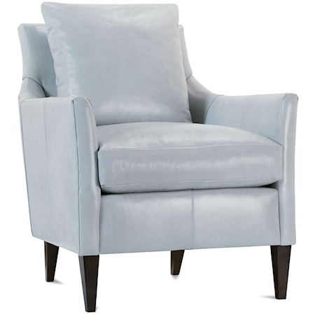 Transitional Leather Accent Chair with Loose Pillow Back