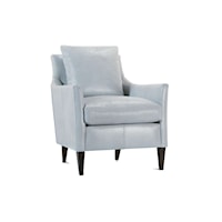 Transitional Leather Accent Chair with Loose Pillow Back