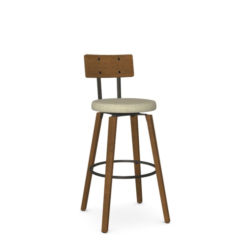 Contemporary Swivel Bar Stool with Upholstered Seat