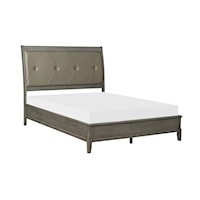 Transitional King Panel Bed with Upholstered Headboard