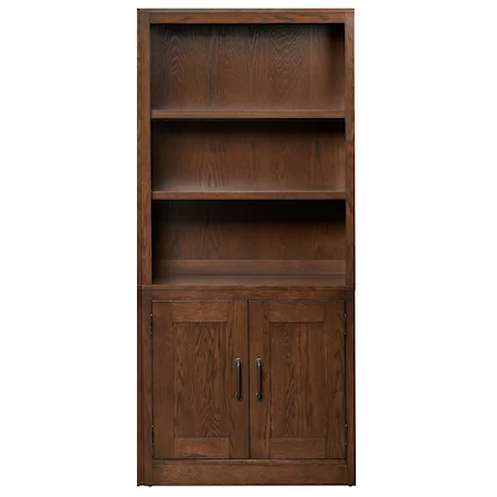 Transitional 2-Piece Bookcase with Door Base