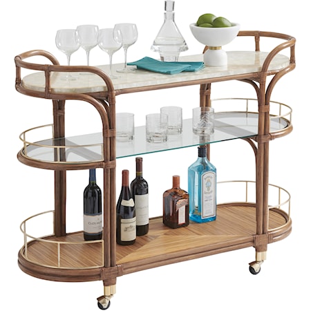 Toscana Rattan Mobile Bar Cart