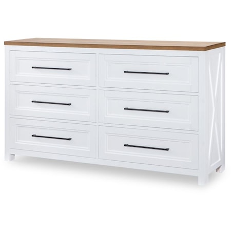 Rustic 6-Drawer Dresser with Jewelry Tray and Cedar and Felt-Lined Drawers