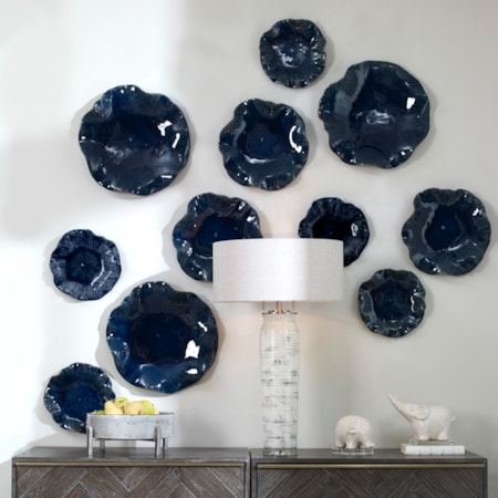 Abella Blue Ceramic Wall Decor S/3