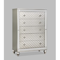 Glam 5-Drawer Bedroom Chest with Diamond Patterned Drawer Fronts