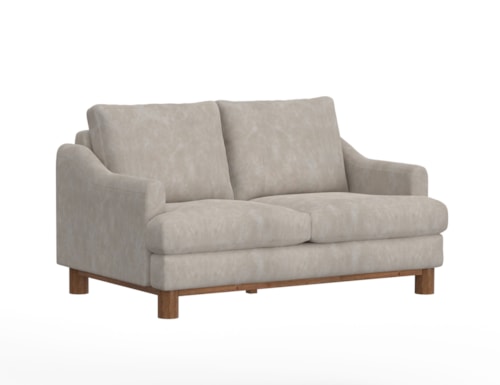 Transitional Loveseat with Exposed Wood Legs