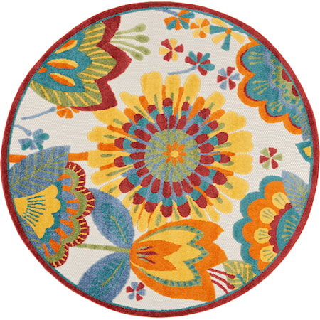 4'  Multicolor Round Rug