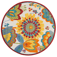 5'3"  Multicolor Round Rug