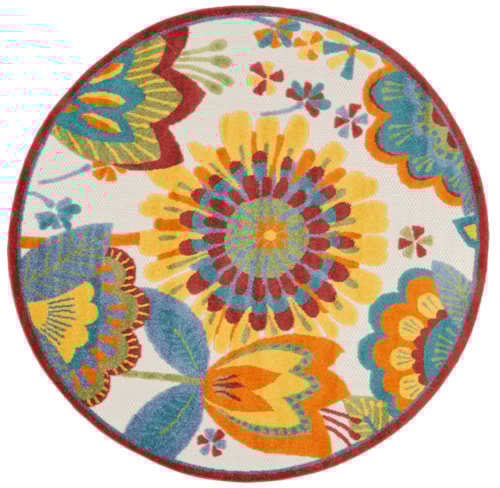 5'3"  Multicolor Round Rug