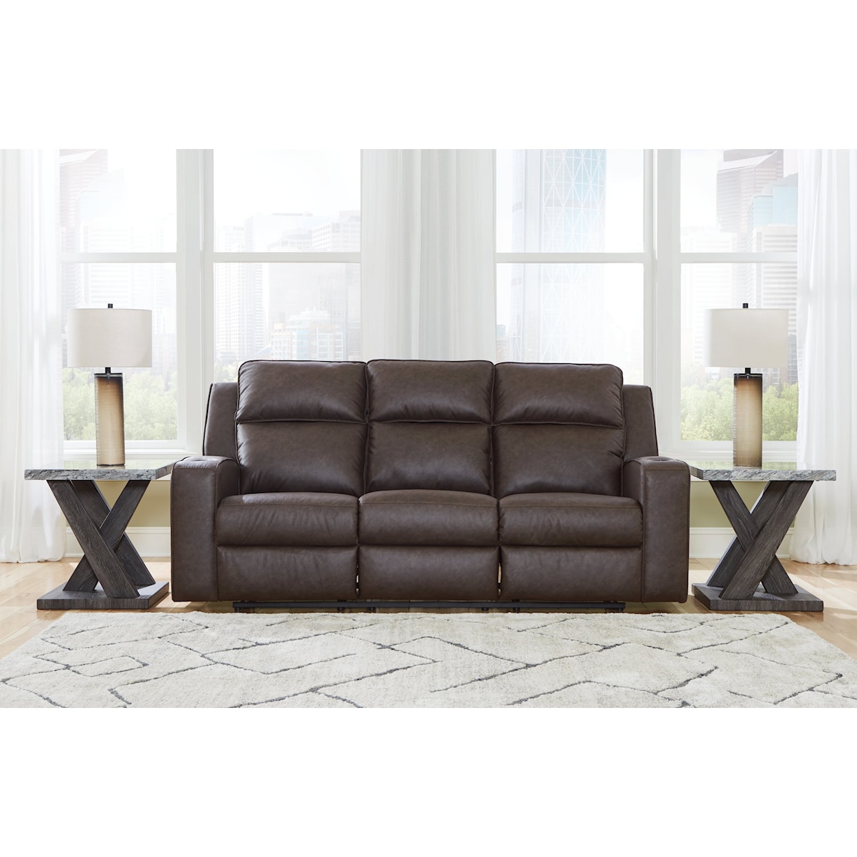 Signature Design by Ashley Furniture Lavenhorne Reclining Sofa w/Drop Down Table