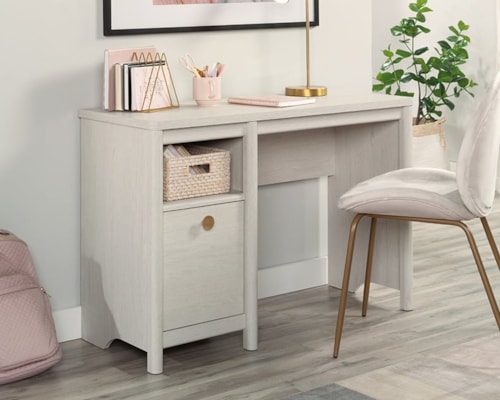Casual Home Office Desk with Open Storage Shelf